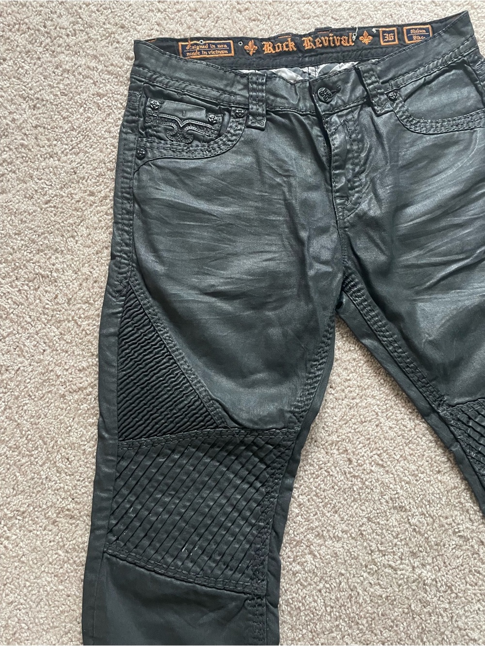 Rock Revival Men's Black Moto Jeans - Picture 2 of 7